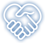 CAHPCU Membership icon. Two hands shaking hands that form a hear outline.